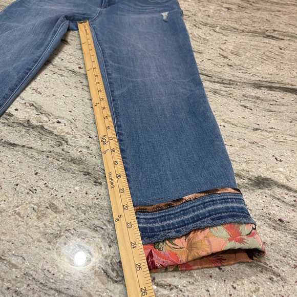 Chico's Jeans So Slimming Girlfriend Slim Leg Ankle Blue Patchwork - Picture 14 of 15